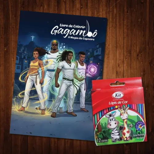Livro de Colorir Gagambô Magia da Capoeira Lápis de Cor