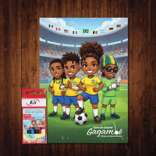 Livro de Colorir Gagambô Magia da Copa do Mundo Giz de Cera