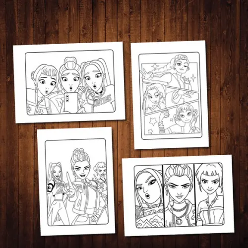 Livro de Colorir Guerreiras do Kpop 15x21cm Lapis de Cor