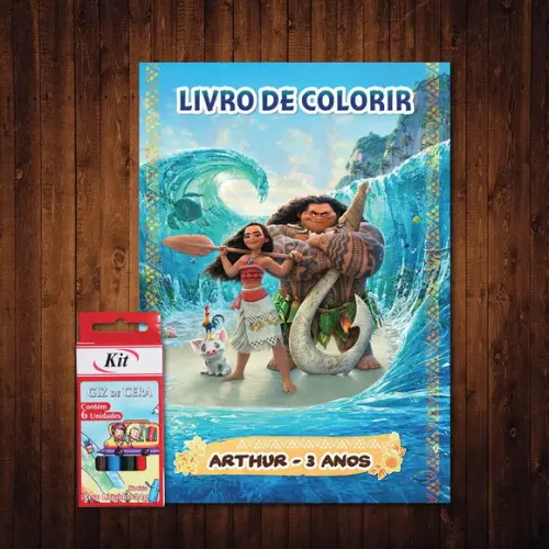 Livro de Colorir Moana e Maui Giz de Cera
