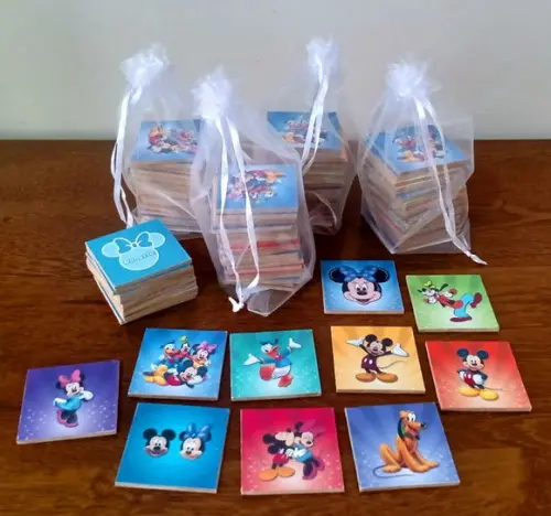 Minnie e Mickey / Jogo da Memória e Dominó / mdf / Organza