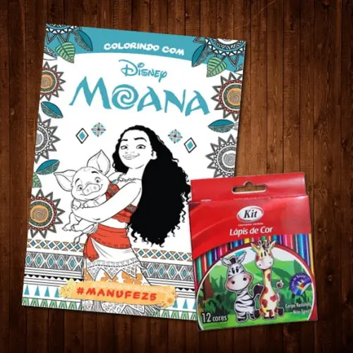 Moana / Livro de Colorir / Lápis de Cor / 12 Desenhos