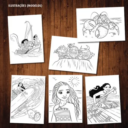 Moana / Livro de Colorir / Lápis de Cor / 12 Desenhos