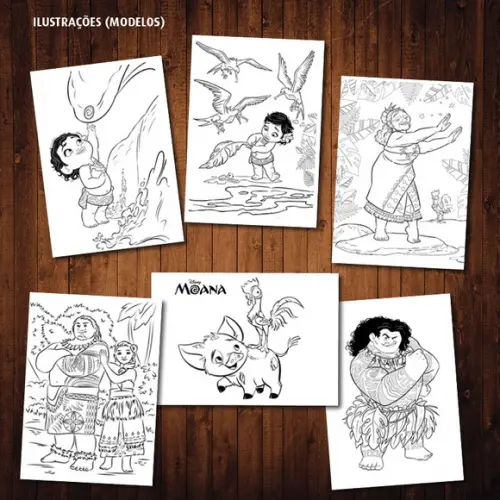 Moana / Livro de Colorir / Lápis de Cor / 12 Desenhos