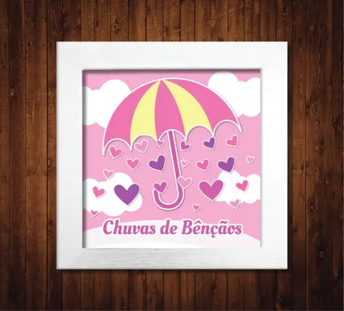Quadro / Chuva de Bênçãos / 20x20cm / Com Vidro