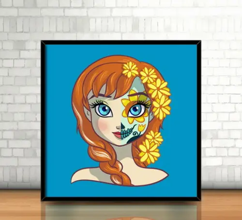 Quadro Anna (Frozen) /Catrina (20x20cm)