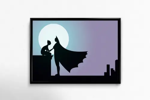 Quadro Batman & Mulher Gato