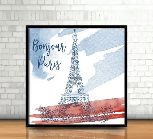 Quadro Bonjour Paris (20x20cm)
