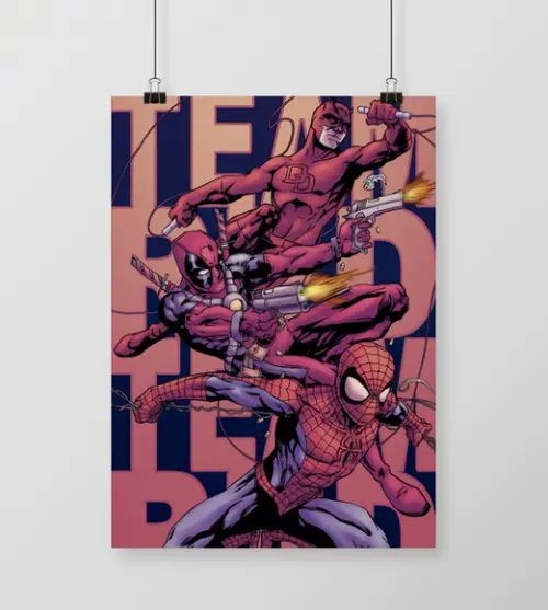 Quadro Daredevil, Deadpool & Spiderman