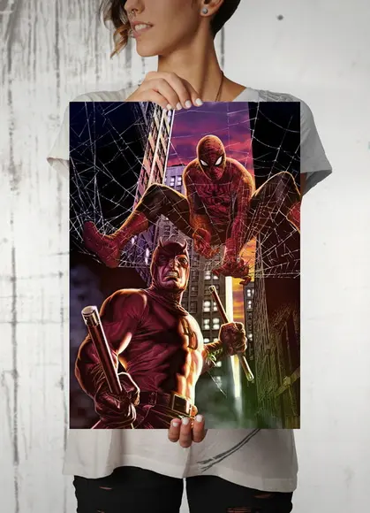 Quadro Demolidor & Homem-Aranha