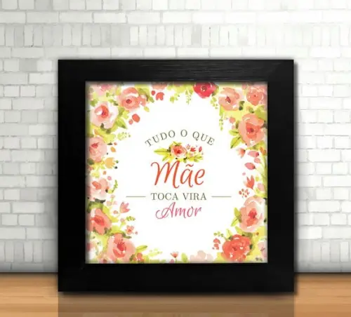 Quadro Dia das Mães / 20x20cm / Com Vidro