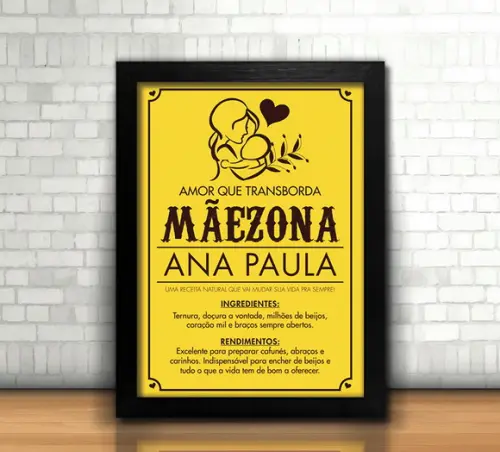 Quadro Dia das Mães / Mãezona / 20x30cm / Com Vidro