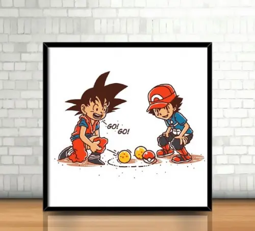 Quadro Dragon Ball e Pokemon