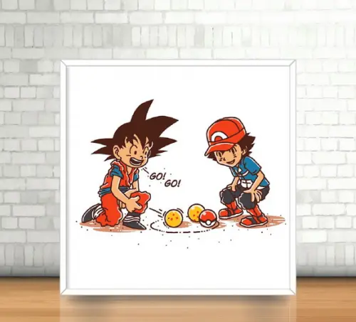Quadro Dragon Ball e Pokemon