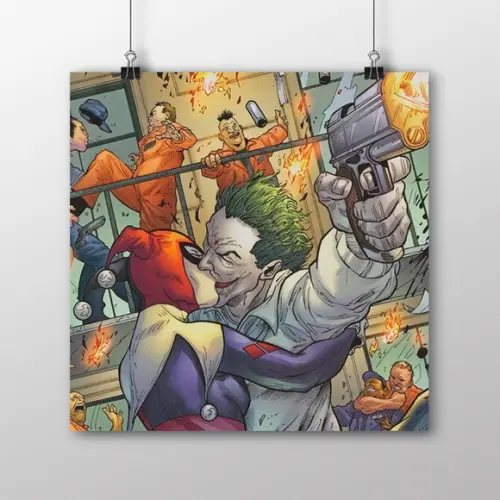 Quadro Fuga / Arlequina & Coringa (20x20cm)