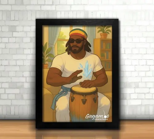 Quadro Gagambô Magia da Capoeira com Vidro