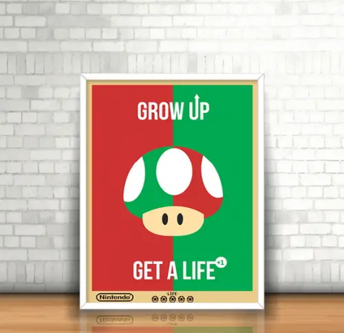 Quadro Grow Up Get a Life / Mario