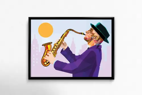 Quadro Jazz Na Cidade / 20x30cm / Com Vidro