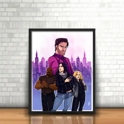 Quadro Jessica Jones e Luke Cage