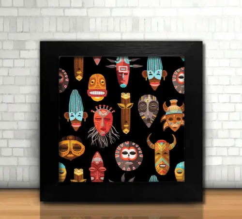 Quadro Máscaras Tribais (20x20cm)
