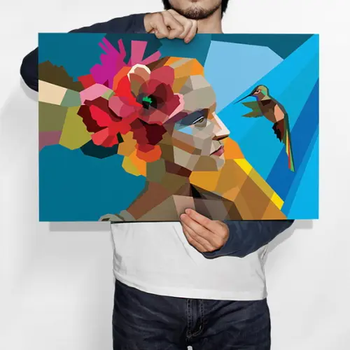 Quadro Moça e o Colibri