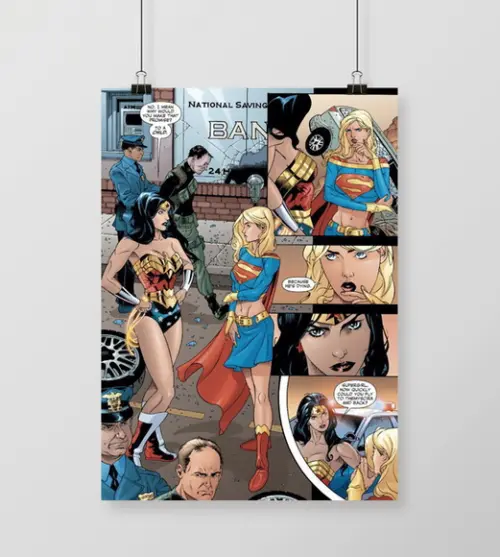 Quadro Mulher Maravilha e Supergirl