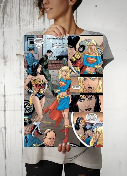 Quadro Mulher Maravilha e Supergirl