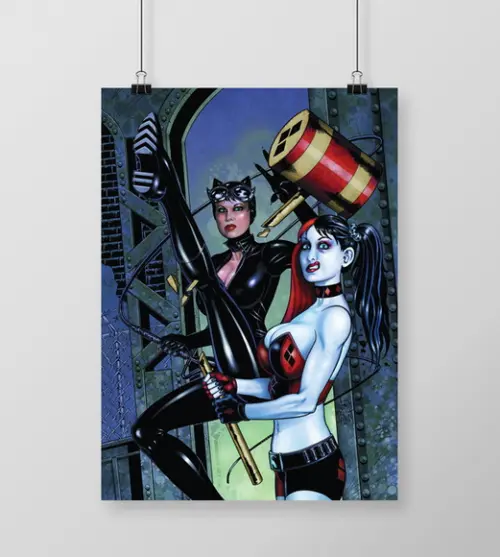 Quadro Mulher-Gato & Arlequina