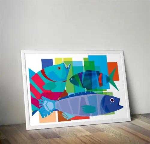 Quadro Peixes / 20x30cm / Com Vidro