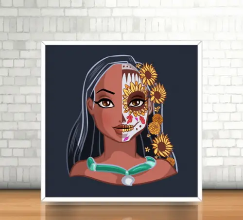 Quadro Pocahontas/Catrina (20x20cm)