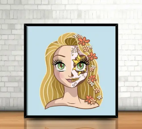 Quadro Rapunzel/Catrina (20x20cm)