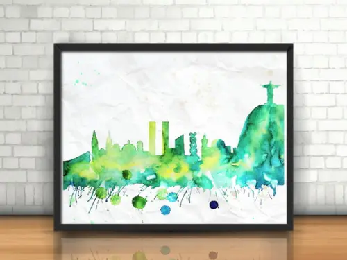 Quadro Rio de Janeiro / Watercolor / Skyline