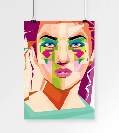 Quadro Rosto De Mulher / 20x30cm / Com Vidro
