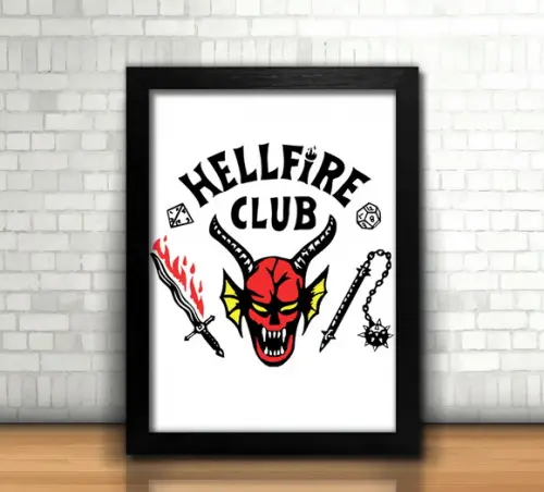 Quadro Stranger Things / Hellfire Club / 20x30cm / Com Vidro