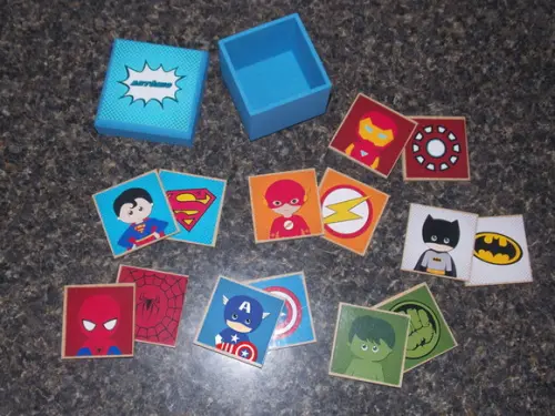 Super Heróis Baby / Jogo da Memória / Caixa mdf / 7 Pares