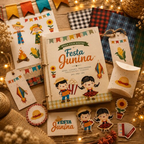 Mega Kit Digital Festa Junina Premium 750+ Arquivos