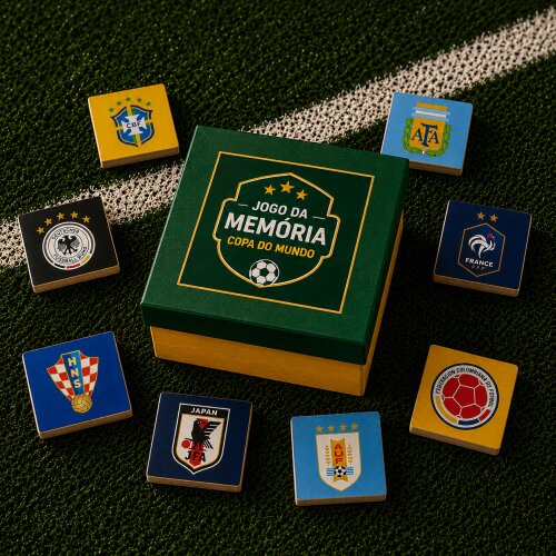 Jogo da Memória / Seleções da Copa / 20 Pares / Caixa mdf
