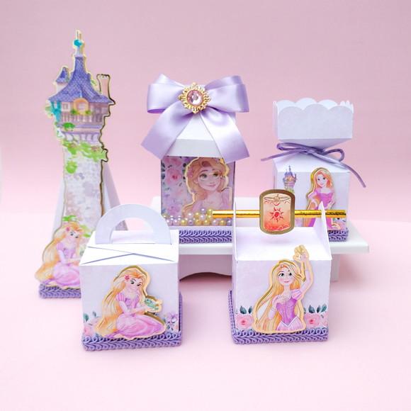 Kit Rapunzel Aquarela Luxo 50 Peças