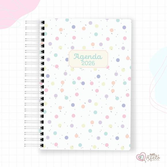 Agenda 2026 Personalizada Bolinhas Coloridas Poá Dots