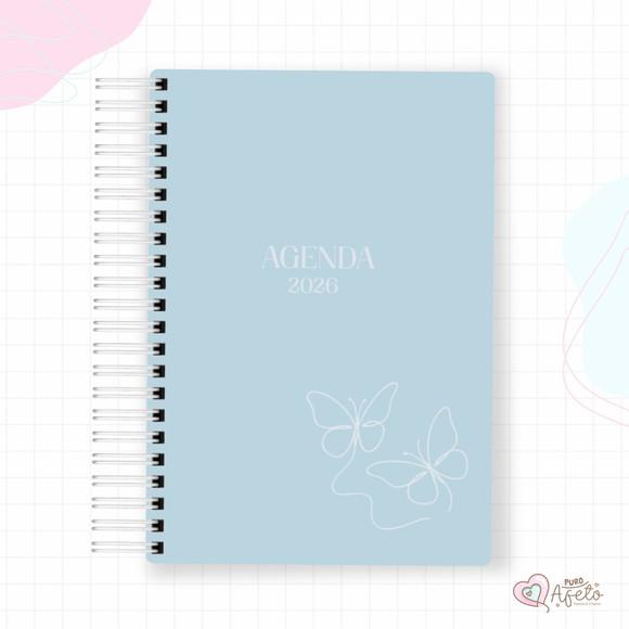 Agenda 2026 Personalizada Azul Borboleta Minimalista