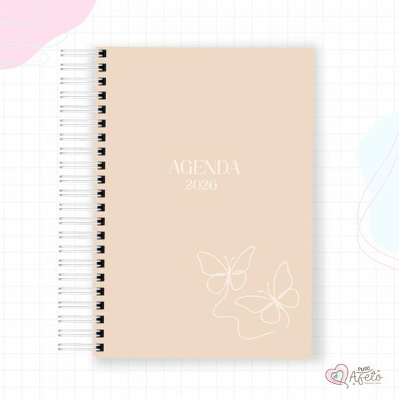 Agenda 2026 Personalizada Nude Borboleta Minimalista