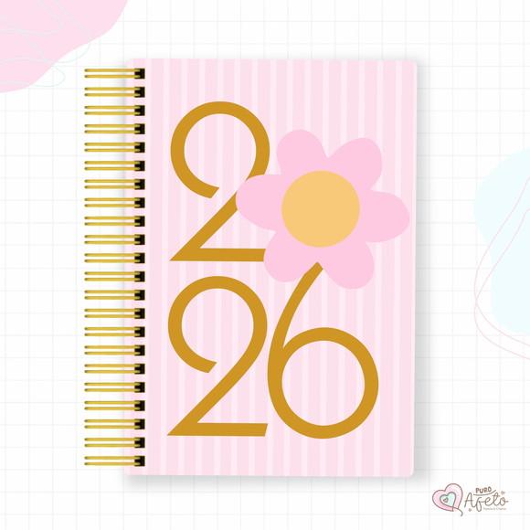 Agenda 2026 Personalizada Capa 2026 Flor Rosa