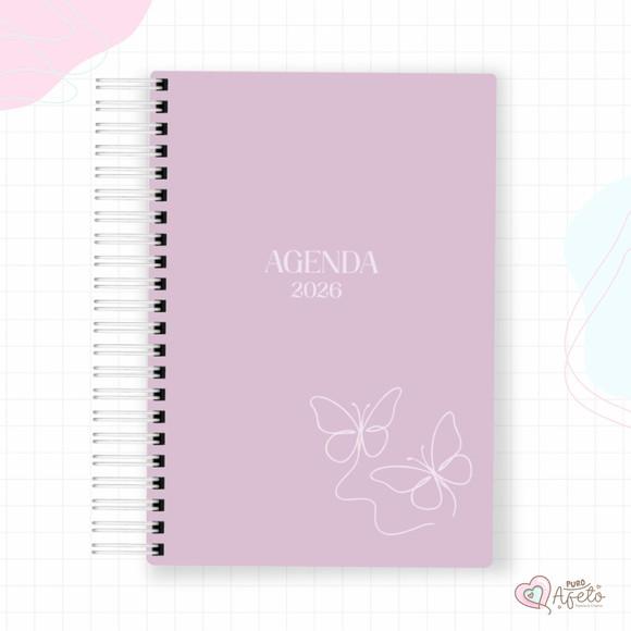 Agenda 2026 Personalizada Lilás Borboleta Minimalista