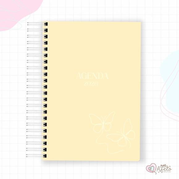 Agenda 2026 Personalizada Amarela Borboleta Minimalista