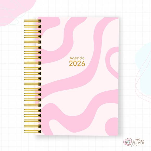Agenda 2026 Personalizada Abstrata Rosa