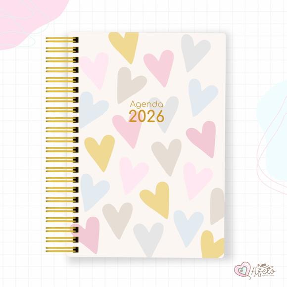 Agenda 2026 Personalizada Corações Feminina