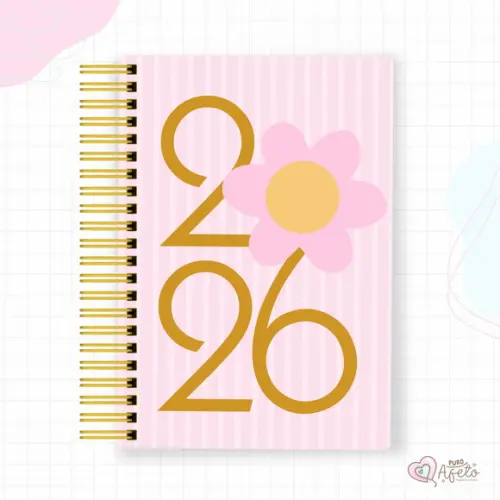 Agenda 2026 Personalizada Capa 2026 Flor Rosa