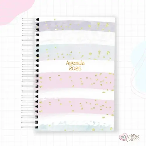 Agenda 2026 Personalizada Listrada Coloridas Candy Colors