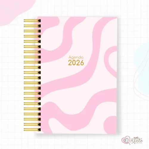 Agenda 2026 Personalizada Abstrata Rosa