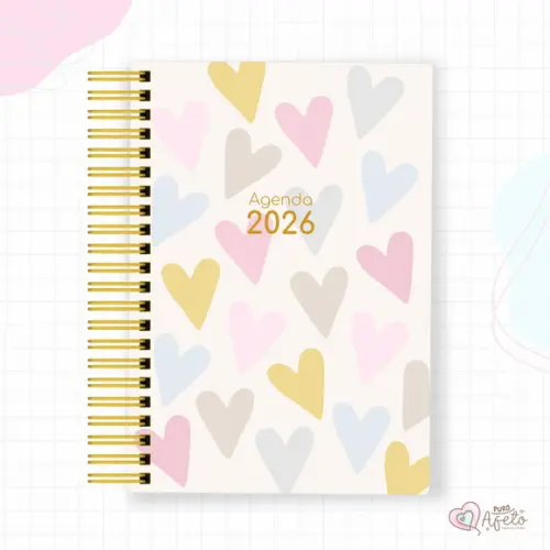 Agenda 2026 Personalizada Corações Feminina